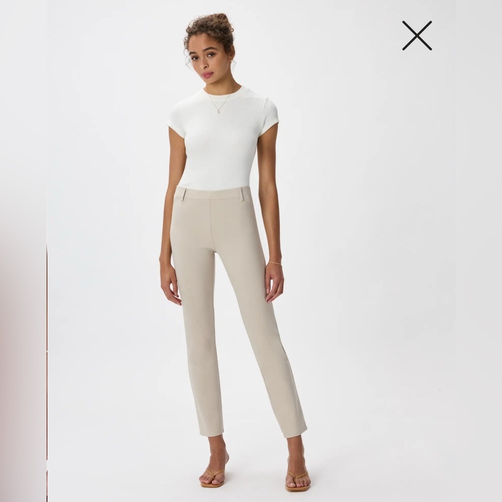 Quince Ultra-Stretch Ponte Straight Leg Pants in Ecru, size XS, 30” inseam - Picture 2 of 9